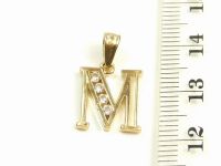 9ct Gold CZ Stone Set Initial M Pendant