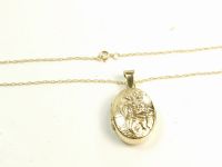 9ct Gold Oval Locket and Chain